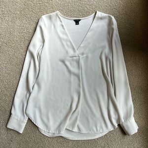 White Ann Taylor Long Sleeve Blouse
